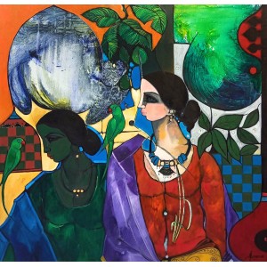 Abrar Ahmed, 36 x 36 Inch, Oil on Canvas, Figurative Painting, AC-AA-631 Abrar Ahmed, 36 x 36 Inch, Oil on Canvas, Figurative Painting, AC-AA-631